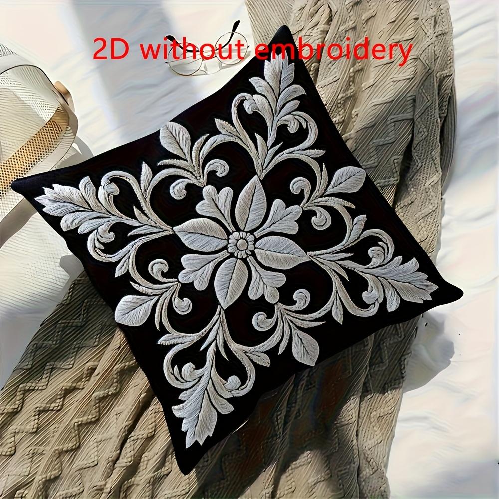 Damask Pillow Cover 2D Faux Embroidery Print Cushion Case Vintage Gothic Home Decor Gift