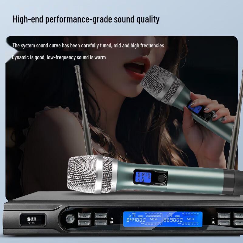 HuiDu QH-802 Professional Dual Wireless Microphone System (CN version)