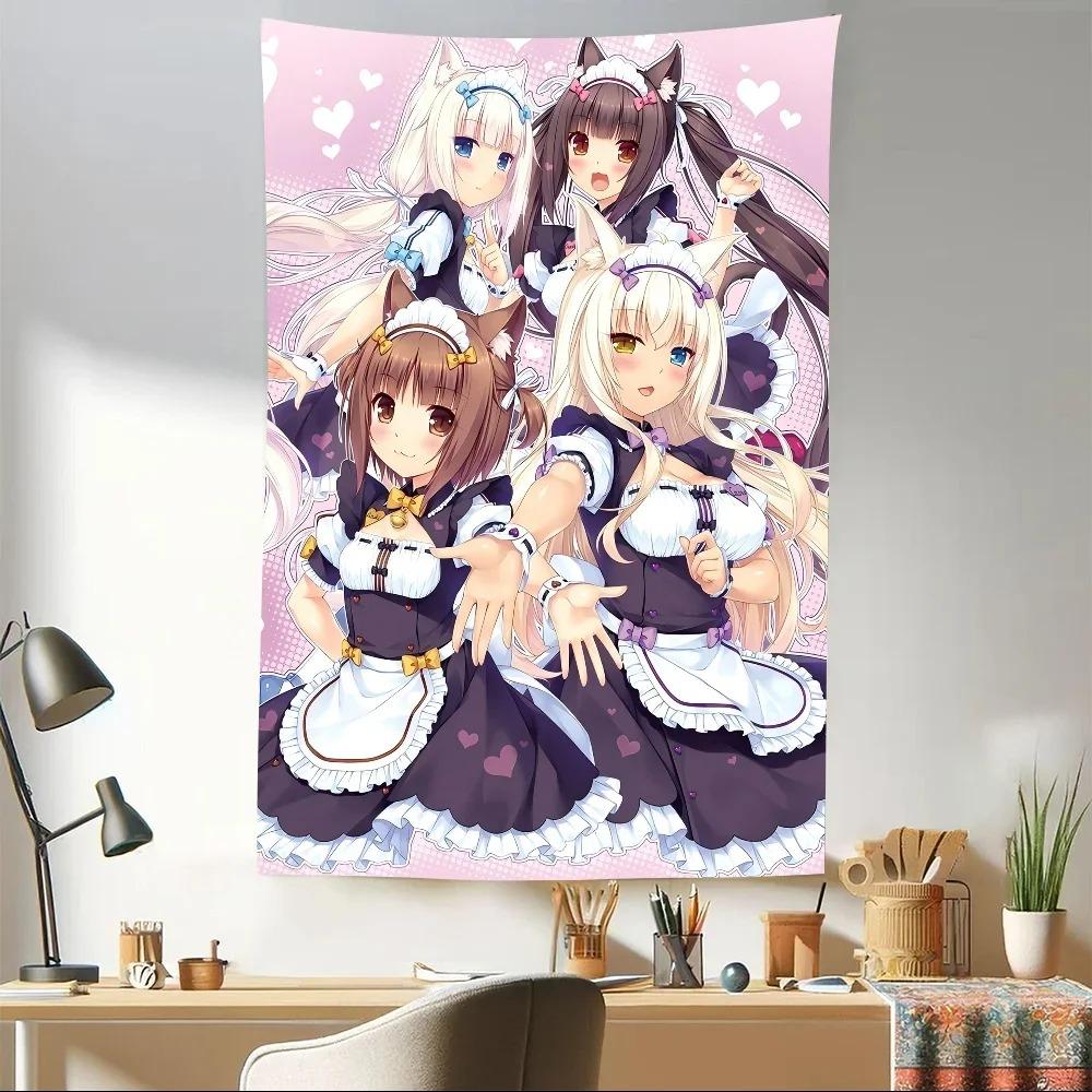 

Japanese Anime Cartoon Nekopara Printed Tapestry Dormitory Decoration Wall Hanging Home Decoration Popular Home Decoration 74x94cm(29x37in)