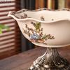 Floral Pattern Fruit Bowl Storage Trays Dessert Plate High Footed Fruits Plate Living Room Coffee Table Household Fruit Tray