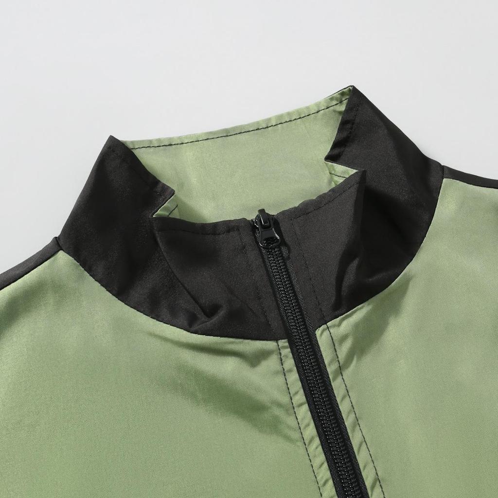 European-American Color Block Men's Stand-Up Collar Jacket - Trendy Autumn/Winter Outerwear