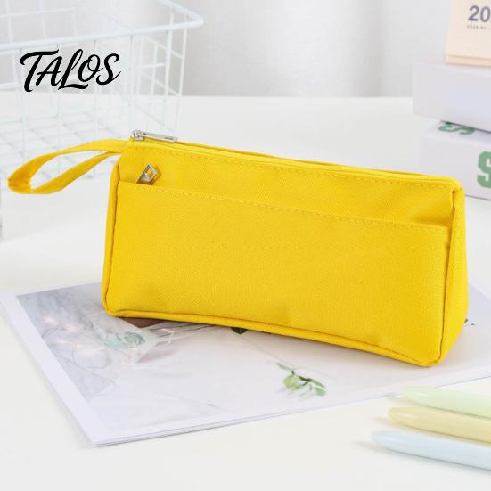 Practical Pen Storage for Classroom Pencil Case with Zipper And Handle, Durable Oxford Solid Color Minimalist Cloth Organizer, Portable Lightweight
