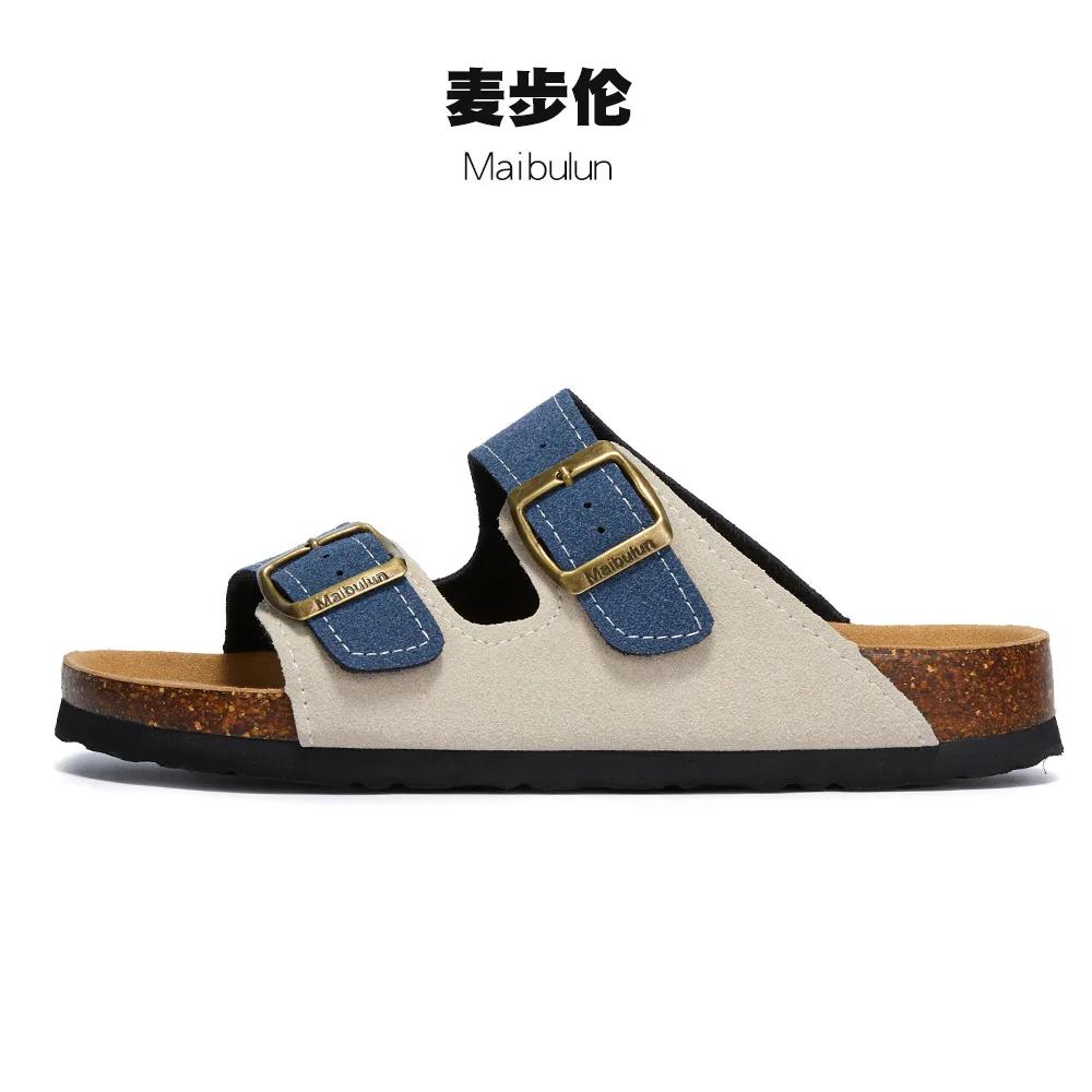 2024 New Summer Women's Cork Slippers Luxury Indoor Bottom Non Slip Shoes For Women Men Slippers Casual Beach Flip Flops Sandals