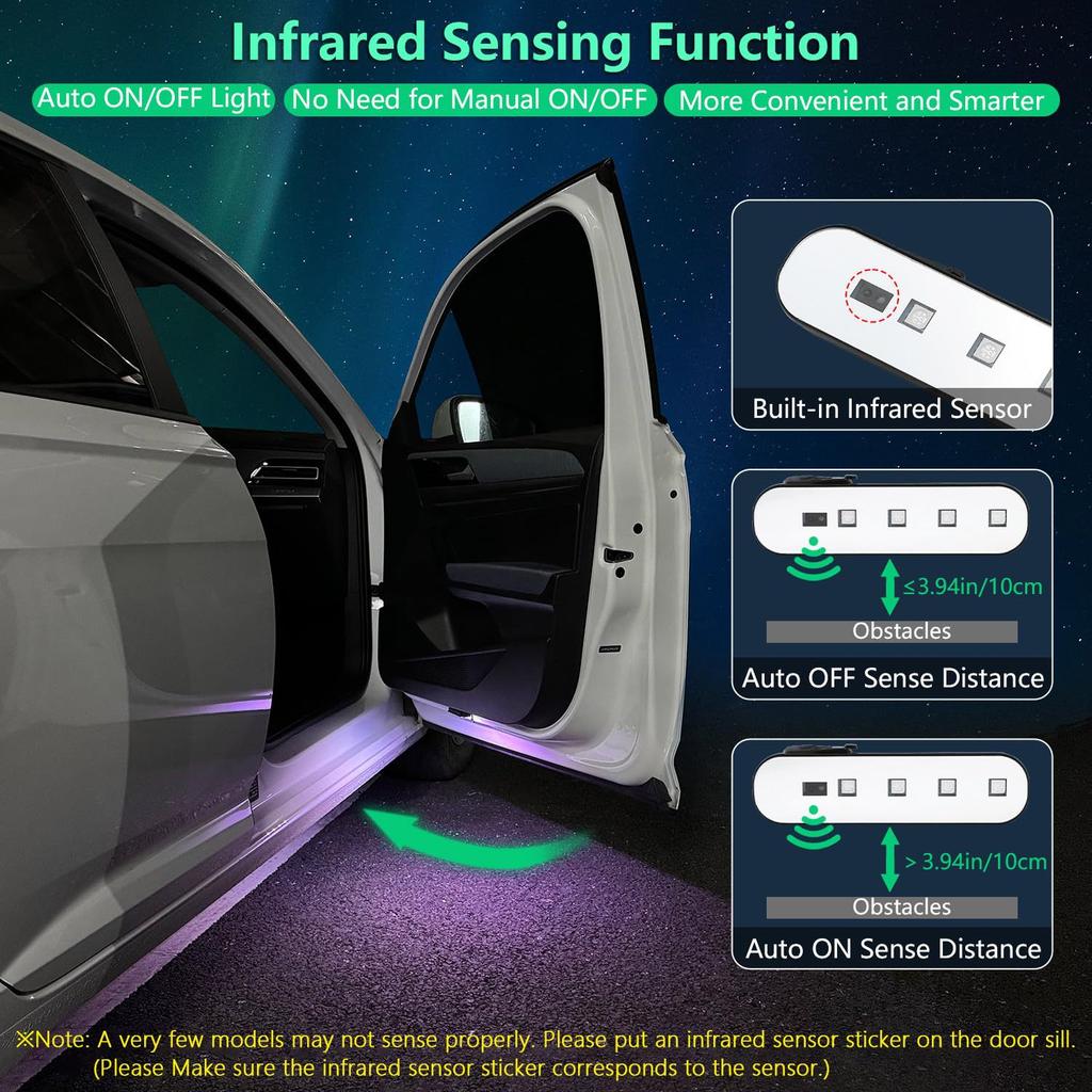 Multifunctional Wireless Magnetic Door Sensor Light Car Trunk Light In-Car Reading Light USB Rechargeable 7 Color Adjustable