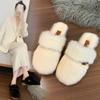 Mao Mao slippers women's wear 2025 autumn and winter new rabbit hair half slippers Muller shoes Mao Mao shoes home cotton slippers