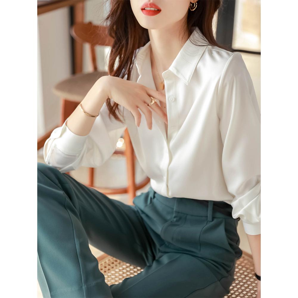 Japanese Satin Anti-wrinkle Droop Texture High-end Shirt for Women Long Sleeves Can Be Fashionable and Professional