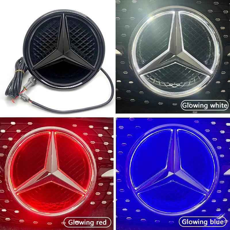 Heißer Autoaufkleber Auto Frontgrill Stern Emblem LED Beleuchtetes Logo Weiß Blau Rot Licht für Mercedes Benz W205 C E R ML GL GLA C