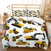 Excavator Duvet Cover Set Twin Queen Size Cartoon Truck Bedding Set Kids Teens Room Decor Construction Vehicle Comforter Cover
