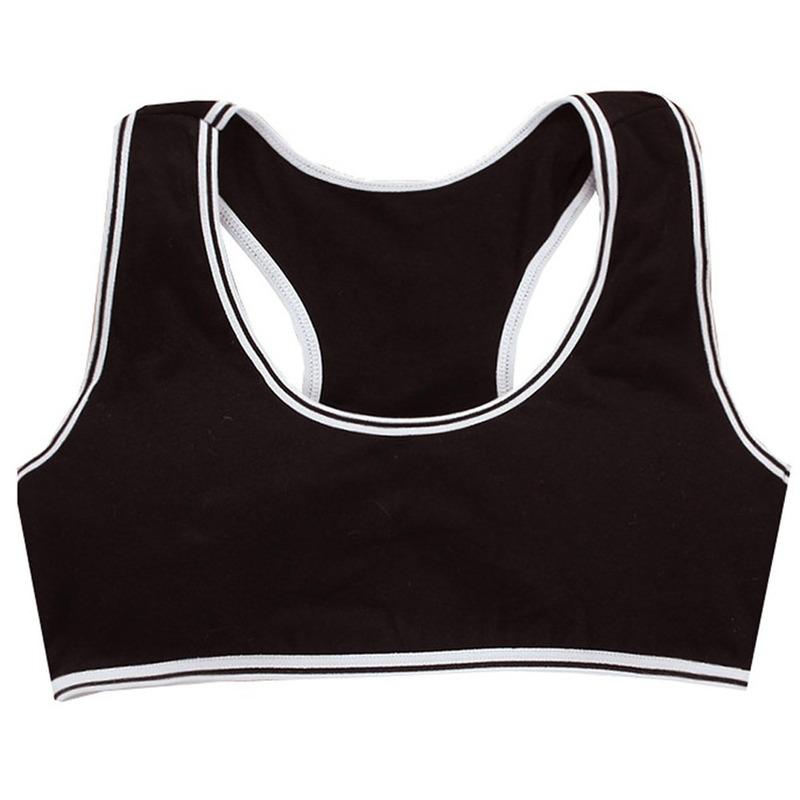 

Тренировочный бюстгальтер для девочек-подростков, детское хлопковое дышащее спортивное студенческое удобное нижнее белье One Size чёрный