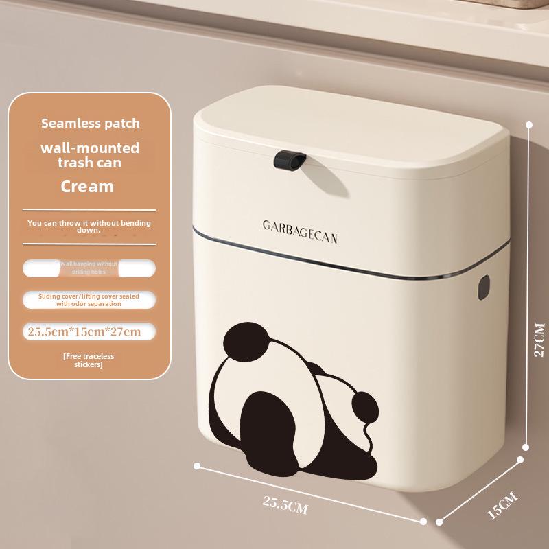 

Мусорное ведро для ванной комнаты Panda с настенным креплением и откидной крышкой - большого размера