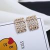 European American Geometric Rhinestone Stud Earrings for Women