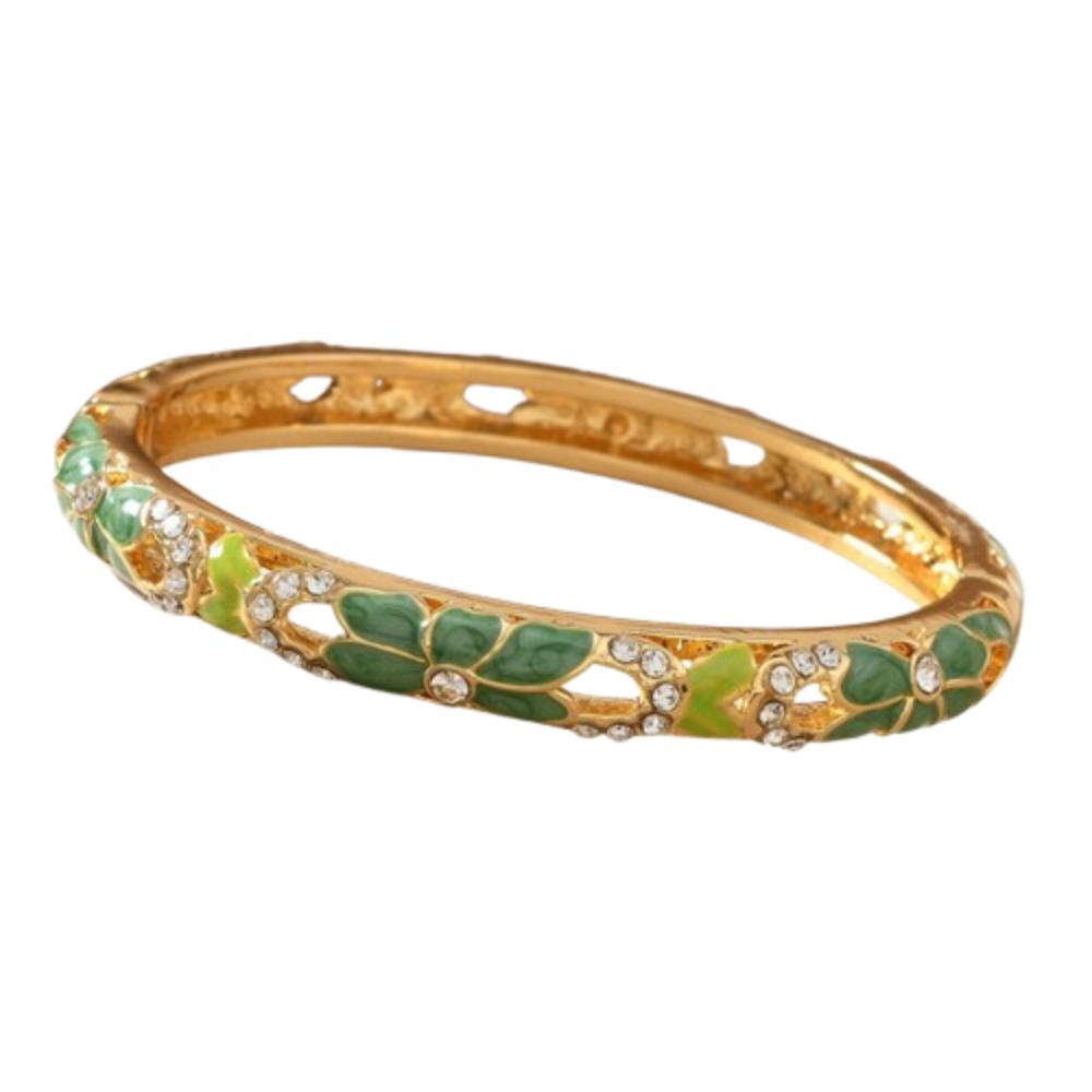Chinese Style Vintage Cloisonne Bangle Enamel Women's Hand Bracelet Hollow Out Flower Bangle  Girls