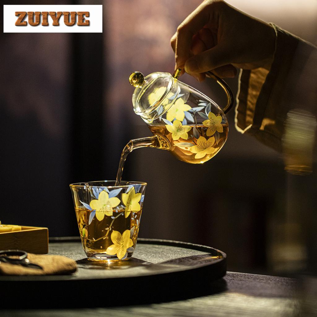 170ml Handgeschilderde Lelie Glazen Theepot Vintage Thee-infusiepot Huishoudelijke Theemaker Ketel Met Filter Voor Thee Benodigdheden Sieraden