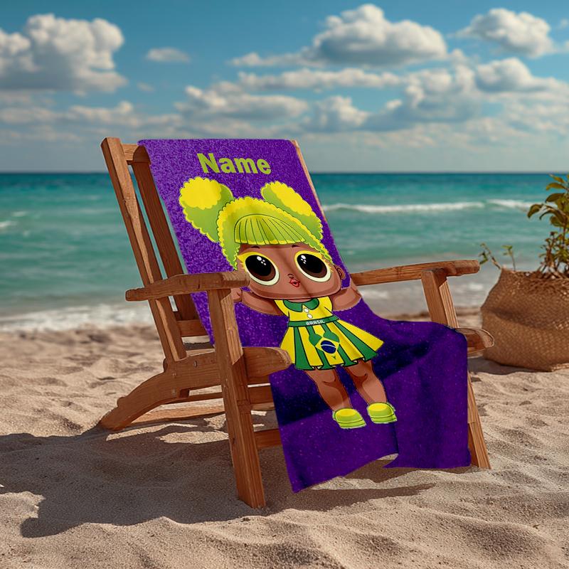 Custom Name Ultra-Soft Beach Towel with LOL Surprise Theme,Ideal for Pool - Camping, Diving - Perfect Travel Essential, Vibrant Beach Towel.