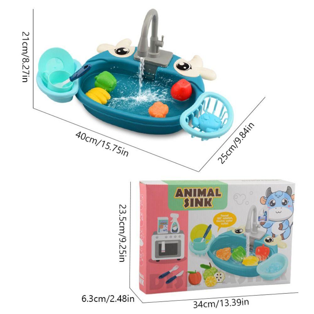 Educational Simulation Kitchen Sink Set Platic Montessori Game Toy Electric Dishwasher Kids Toy