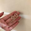 14K Gold Plated Double C Cross Shiny Zircon Earrings for Women Fashion Minimalist Hypoallergenic Round Earrings Jewelry Gift