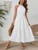 Summer neck sleeveless white cotton and linen dress for women with waist and thin pendulum A word medium and long holiday sand