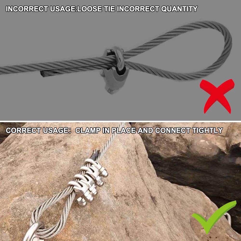 12Pcs U Type M3 Cable Clamps 3mm Wire Rope Fixing Clip Bolts Saddle Fastener Metal Heavy Duty 304 Stainless Steel