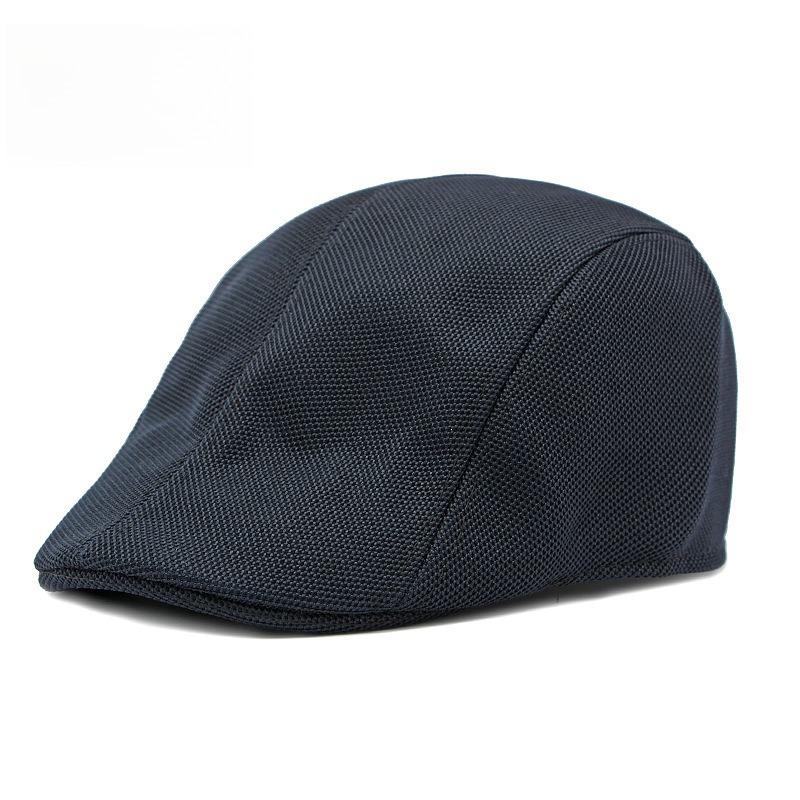Men Breathable Mesh Flat Cap Summer Sunshade Ivy Cap Lightweight Duckbill Hat Retro Plain Forward Cap for Middle-Aged
