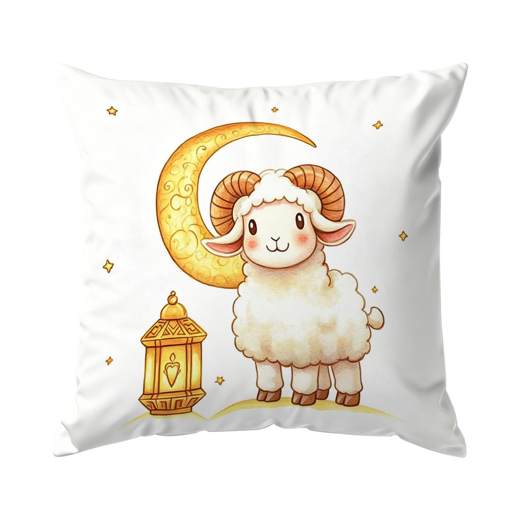 Eid Al-Adha Schaf und Mond Kissen Kissenbezug Polyester Kissenbezug Dekokissen Kissenbezug Zuhause Auto Sofa Dekor