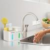 4 In 1 All-in-One Kitchen Sink Caddy with Dual Soap Dispensers Sponge Holder & Towel Rack Organizer for Kitchen Sink Tools