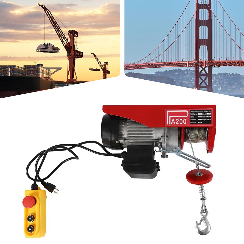 440lbs Electric Hoist Winch Engine Crane with Wireless Remote Control Overhead Crane Lifting Crane 480W 110V