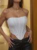 European and American Fishbone Bra Shiny Bandeau Diamond Cutout Backless Crop Top
