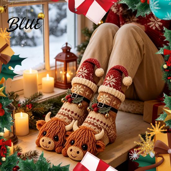 Large Hanging Gift Bags for Christmas 3D Knit Animal Stockings Rudolph Reindeer Highland Cow Fox And Personalized Xmas Holders Family Polar