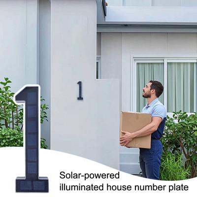 Solar Address Number Sign LED Lighted House Number for Outdoor Auto On/Off Waterproof