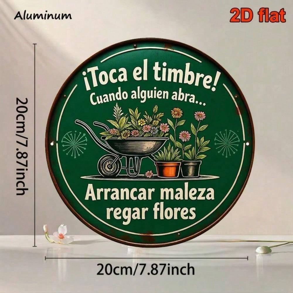 8 Inch Rustic Garden Metal Sign Vintage Aluminum Floral Wall Art Decor for Patio Home