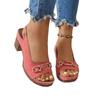 Summer new European and American casual beach sandals women's large size flowers thick Roman high heels
