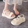 Large size sandals for women's new summer platform with fairy style pearls with skirts, beach shoes for women