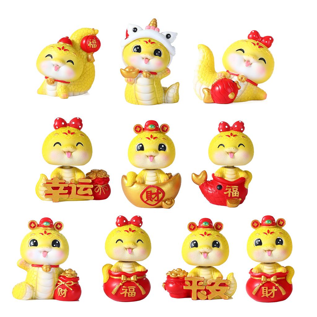 2025 Rok Węża Ornament Kreskówkowy Szczęśliwy Wąż Figurka Mikro Krajobraz Wnętrze Samochodu Dekoracja na Biurko Domowe