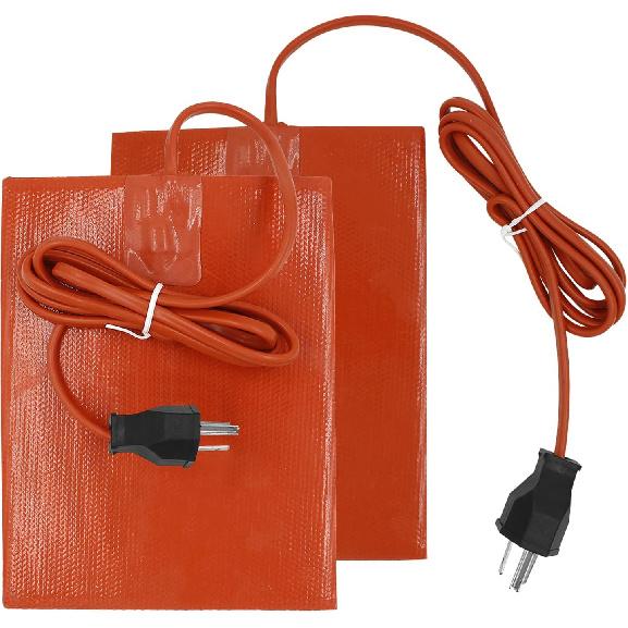 Silicone Car Heater Pad Engine Oil Heater Pad, 6" x 8" Universal Engine Heater Car Oil Pan Heater Pad 120V,300W Self-Adhesive Battery Heater Pad for