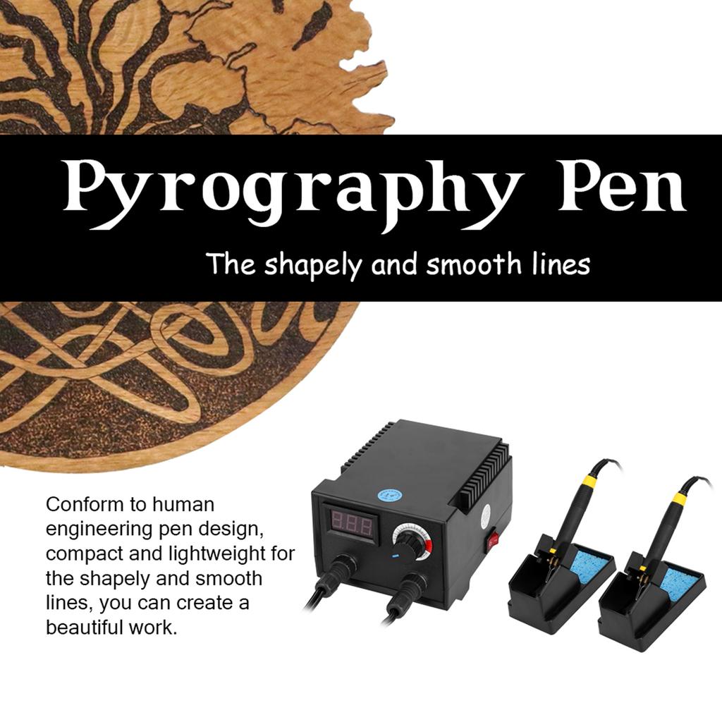 100W Multifunctional Digital Display Electric Gourd Wooden Pyrography Machine with 20pcs Heating Pen Heads