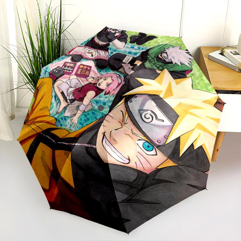 Naruto pattern, automatic folding umbrella, portable and foldable design, 8 ribs, a Christmas or birthday gift.