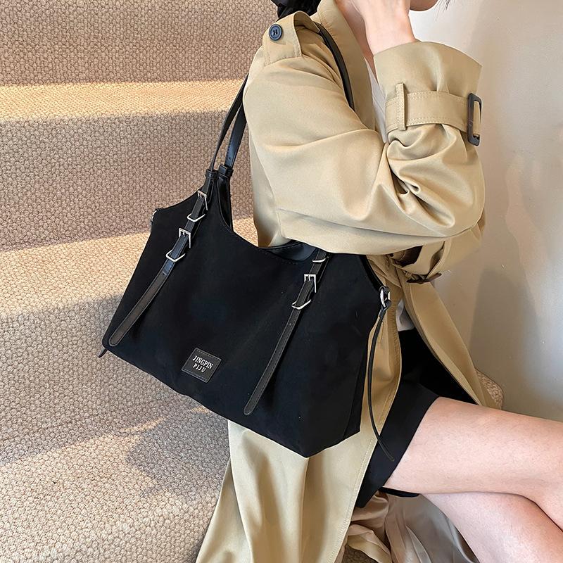Large capacity commuter bag women's bag 2025 new autumn versatile suede shoulder tote bag premium