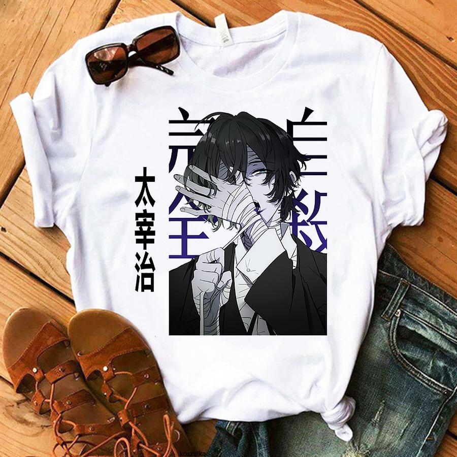 

Японське аніме Bungo Stray Dogs Футболка Жіноча Літня Дазай Класичні Футболки Естетична Хараджуку Унісекс Чуя Накахара Футболка S білий