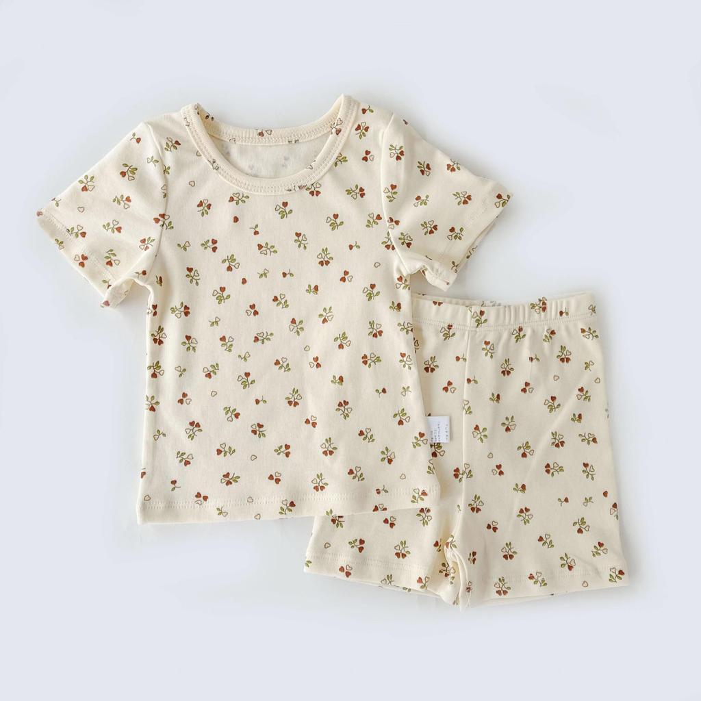 Danish-style Cotton Girls' Summer Pajama Set - Short Sleeve