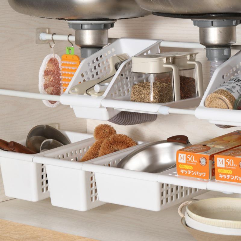 Teleskopowy Stojak do Przechowywania pod Zlewem - Wielofunkcyjny Organizer do Szafki Bez Wiercenia