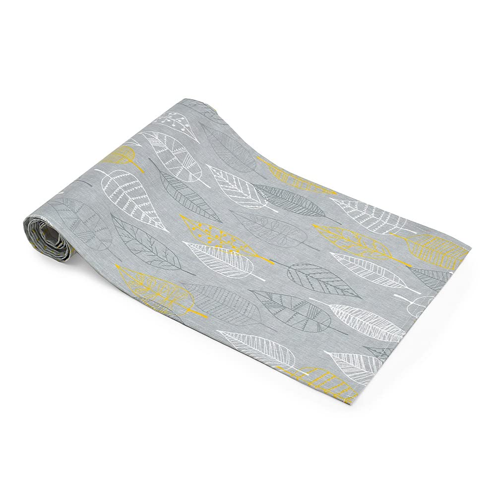 STYLE Decor Table Runner Laminated Waterproof Nordic Table Center 210cm Wipeable Gray Leaf Simple W2702330
