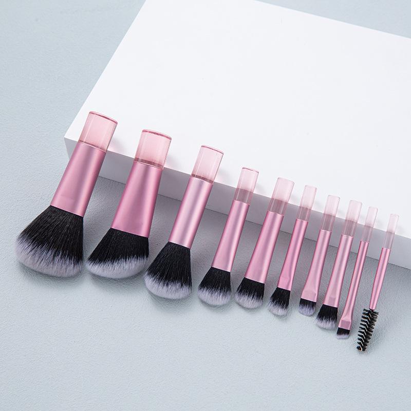 Cangzhou 10-teiliges Reise-Make-up-Pinselset: Tragbare Pinsel für losen Puder, Rouge, Nasenschatten und Lidschatten