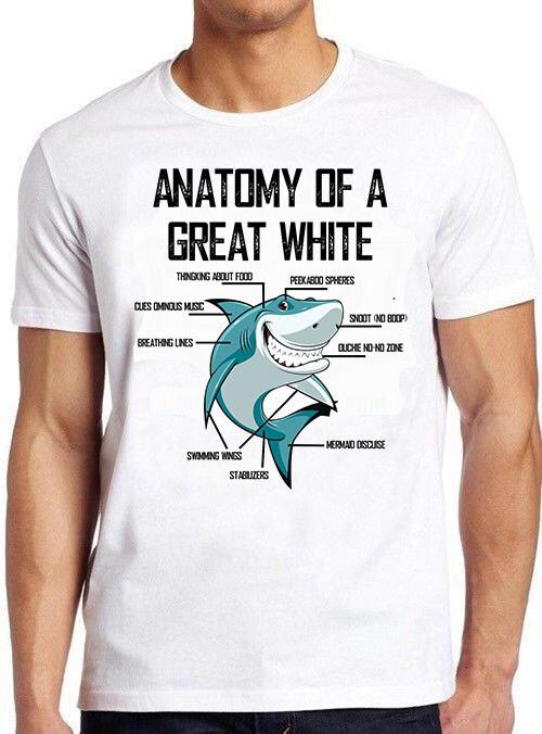 Anatomy Of Great White Shark Funny Meme Cult Movie Music Gift Tee T Shirt M708 XXXXL