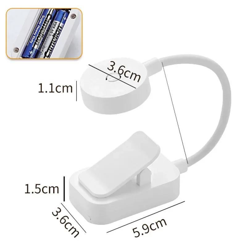 Mini LED Book Light Portable Clip Table Lamp 3 Mode Eye Protection Battery Powered Dimmable Bedside Reading Lamp USB Night Light