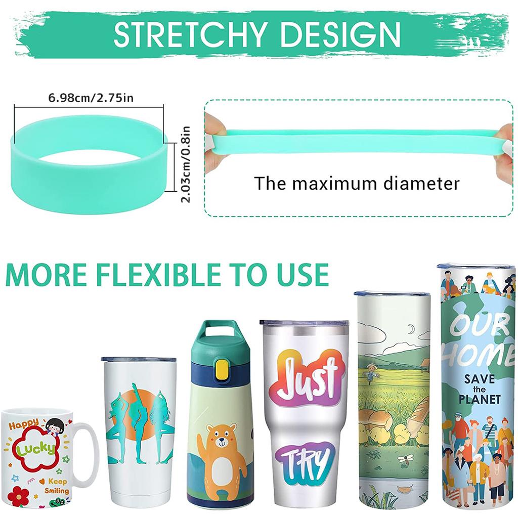 Silicone Bands Elastic Sublimation Paper Holder Ring Band Prevent Ghosting Water Bottle Bands with Gloves for Cord Bag Wrapping