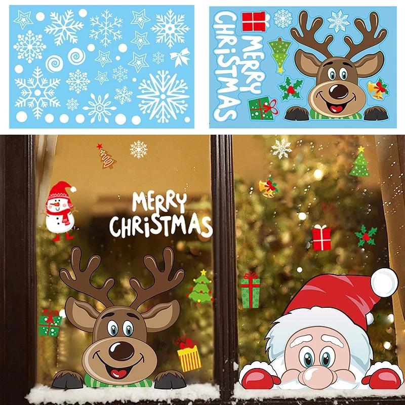 Window Christmas Merry Glass Stickers Decal New Year Kids Home Room Decoration
