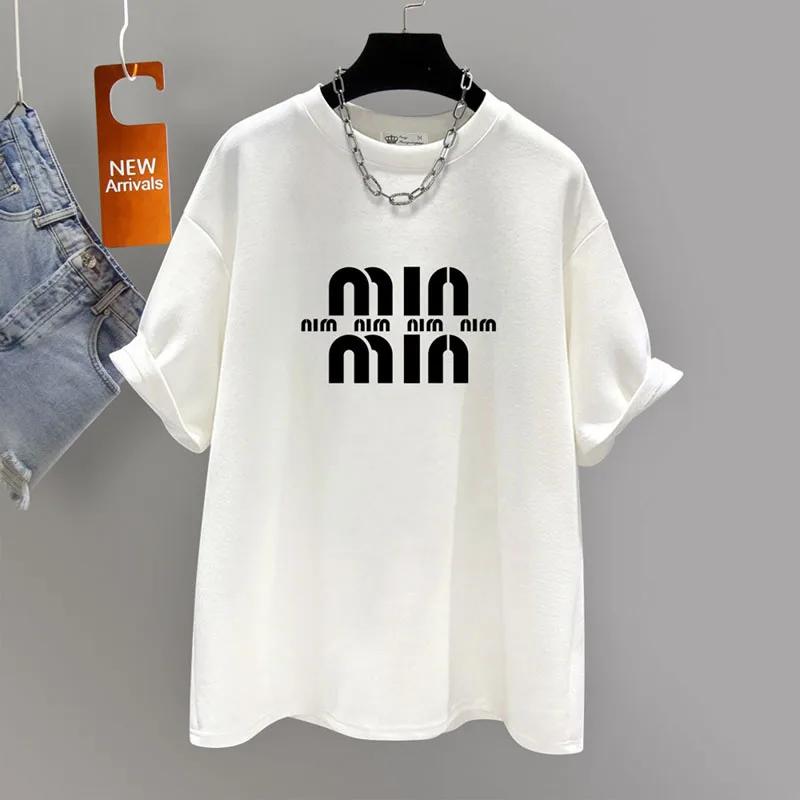 Summer Y2k Chic Fashion Letter Casual Loose O-neck Tops Women Clothing Oversized Pure Cotton Short Sleeve T-shirt