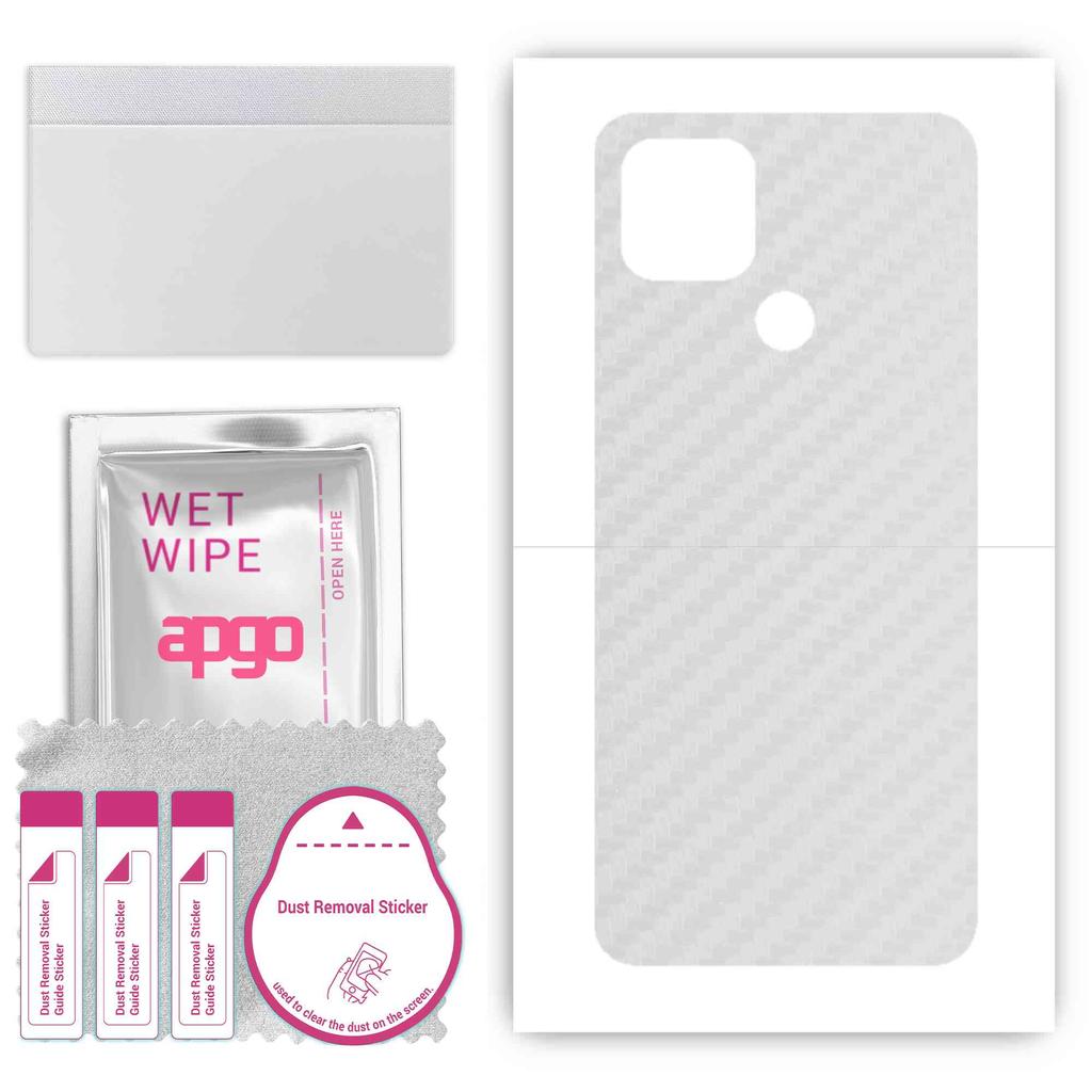 apgo Protective Skin Sticker for the Back Compatible with Oppo A15, Wrap Film, Foil, Vinyl - Pattern Transparent Carbon