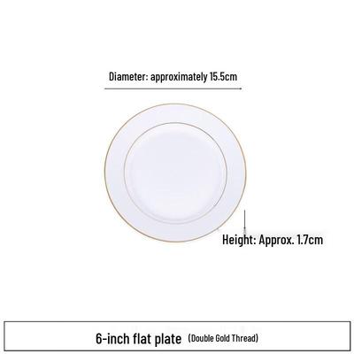 Sweet & Elegant European Style Gold Rim Ceramic Dinner Plate