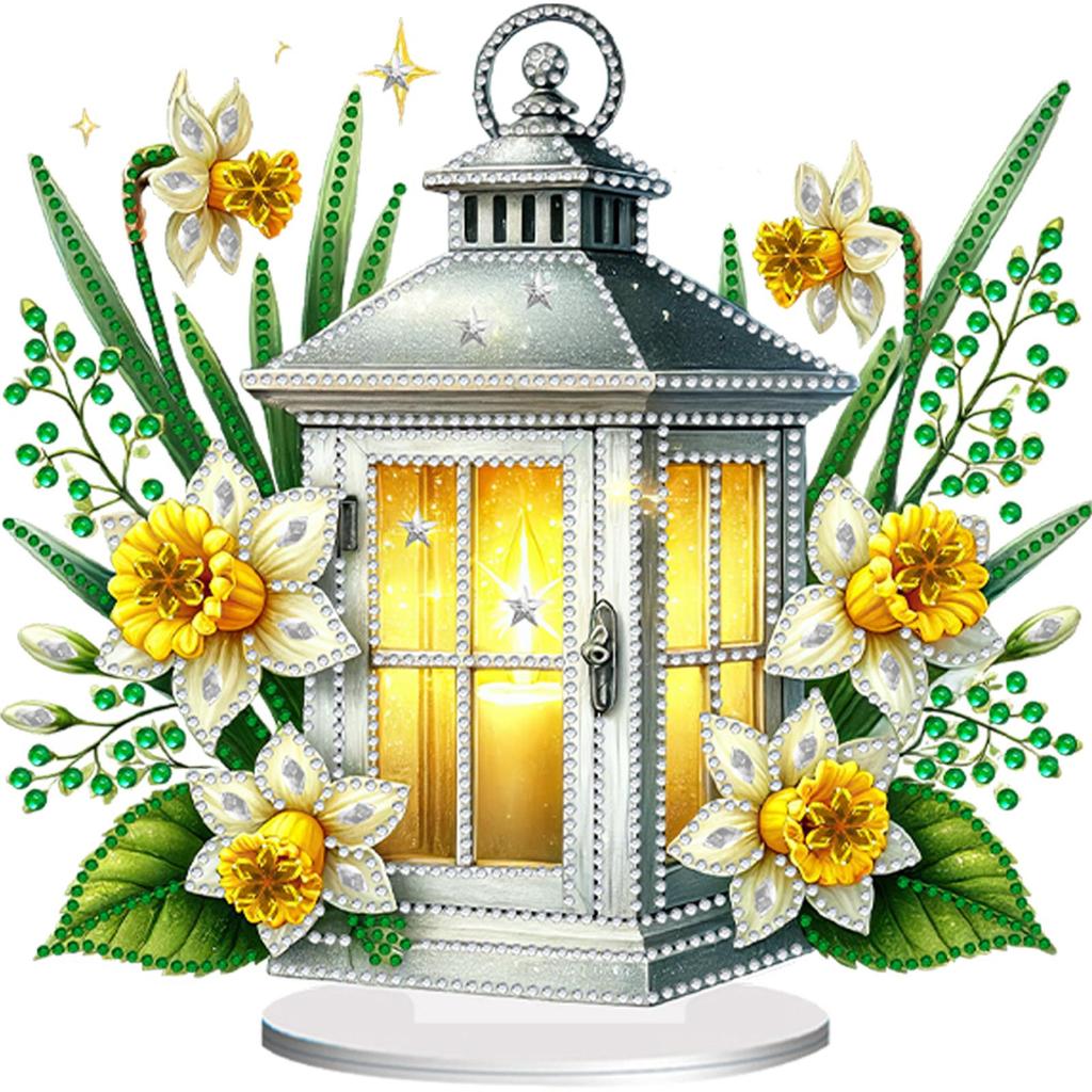 2D Flat Print Flower Night Light DIY Desktop Diamond Art Kits Diamond Painting Desktop Ornaments Kit Bedroom Table Decoration